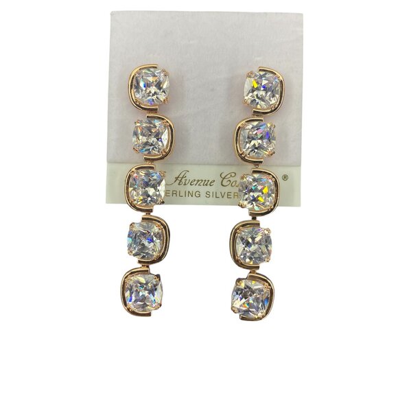 FAC Cubic Zirconia Drop Earrings Gold Tone NWT - Picture 1 of 6